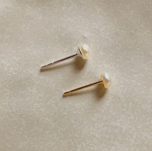 Tiny Pearl Stud Earrings - Gold-Filled