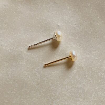 Tiny Pearl Stud Earrings - Gold-Filled