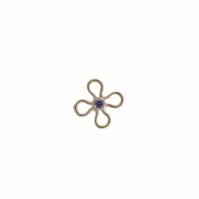 Charm de flor de corazón morado CZ (1PCS)