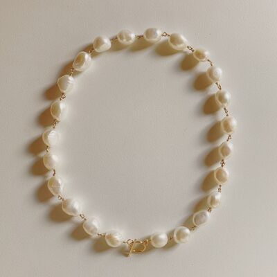 Collar de perlas gruesas Freya - Toggles bañados en oro de 14K