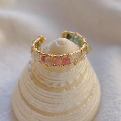 Astrid Stacking Ring - Rainbow Beads - L