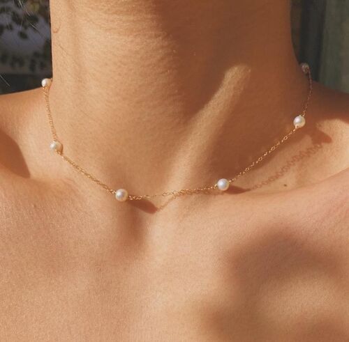 Bella Satellite Pearl Necklace - Gold-Filled