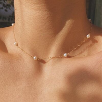 Collar de perlas Bella Satellite - Lleno de oro