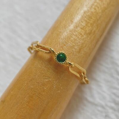 Leah Chain Ring - Emerald Green