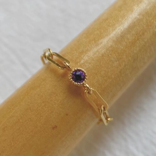 Leah Chain Ring - Amethyst Purple