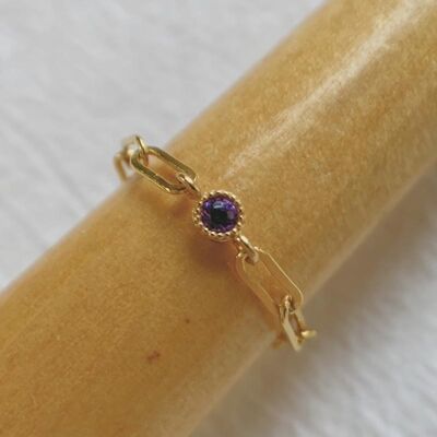 Leah Chain Ring - Amethyst Purple