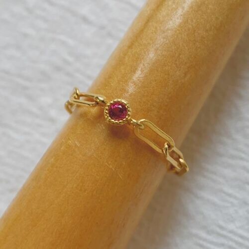 Leah Chain Ring - Ruby Red