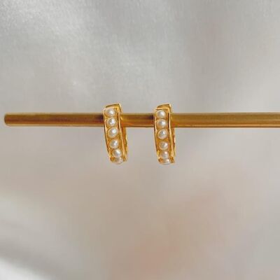 Molly Pearl Huggie Earrings