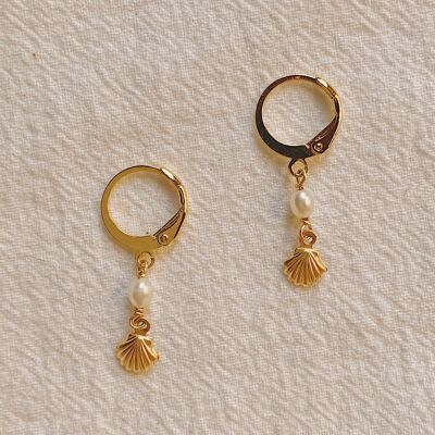 Aretes Huggie de concha de perla Alaia (1 PAR) - 14K GF