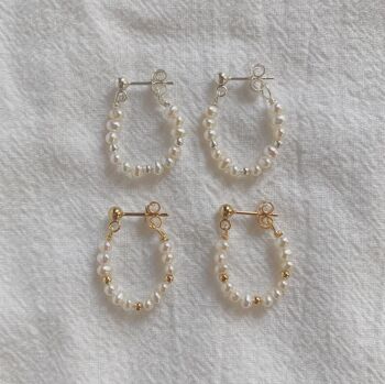 Maria Pearl Hoop Studs (1PAIR) - COUDRE 3