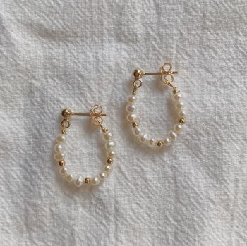 Maria Pearl Hoop Studs (1PAIR) - COUDRE 4