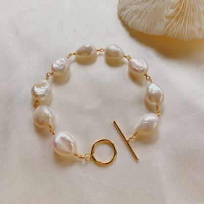 Bracelet Freya Chunky Pearl - Bascule en Or 14K