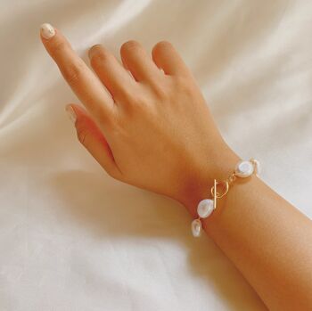 Bracelet Freya Chunky Pearl - Bascule en Or 14K 3
