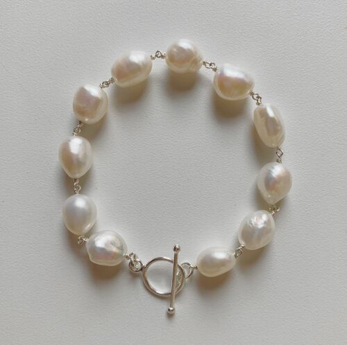 Freya Chunky Pearl Bracelet - Sterling Silver Toggle