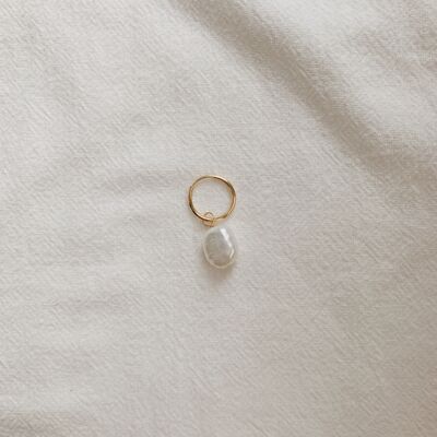 Leda Pearl Earrings (1 Pair) - Gold-Filled Hoops
