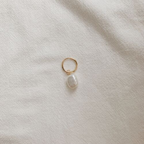 Leda Pearl Earrings (1 Pair) - Sterling Silver Hoops