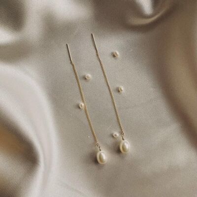 Boucles d'oreilles Audrey Pearl Threader - Gold-Filled