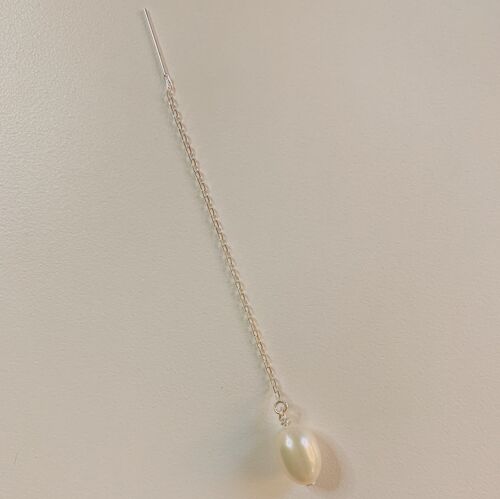 Audrey Pearl Threader Earrings - Sterling silver