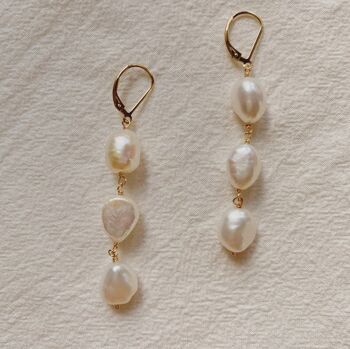 Boucles d'oreilles en perles de pluie - Créoles à levier remplies d'or 14K 1