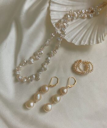 Boucles d'oreilles en perles de pluie - Créoles à levier remplies d'or 14K 2