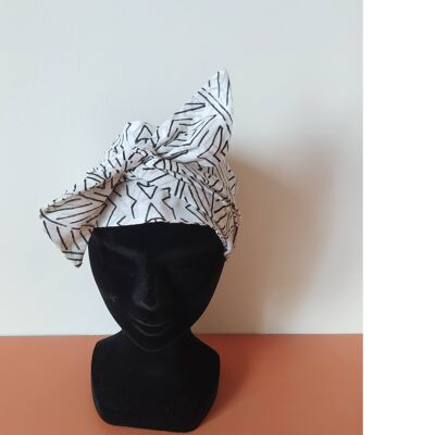 Long white Tribal pattern headband