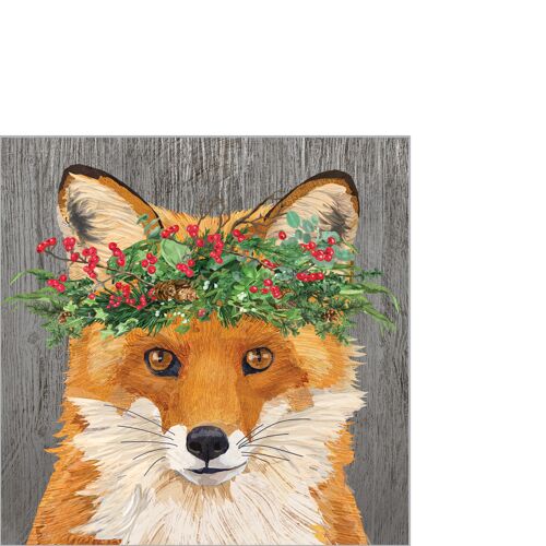 Winter Berry Fox Napkin 25x25
