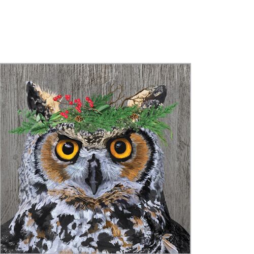 Winter Berry Owl Napkin 25x25