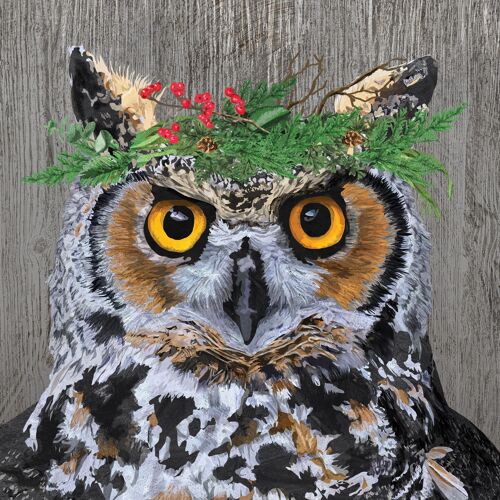 Winter Berry Owl Napkin 33x33