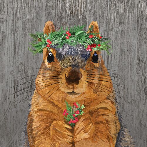 Winter Berry Squirrel Napkin 33x33