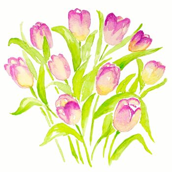 Serviette Bouquet de tulipes 33x33