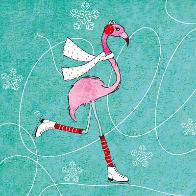 Skating Flamingo 33x33 cm