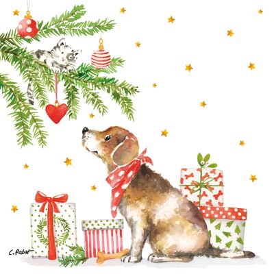 Christmas Dog Napkin 33x33