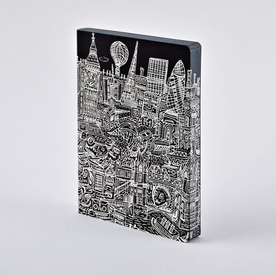 Berlin - Graphique L | carnet nuuna A5+ | Grille de points de 3,5 mm | Papier premium 120 g | cuir noir | produit durablement en Allemagne