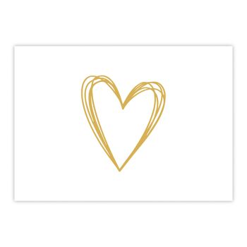 Carte postale d'or de coeur pur