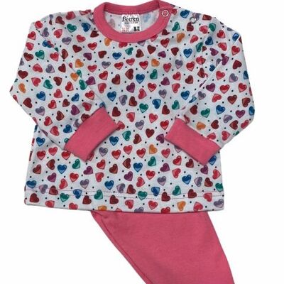 Bären-Baby-Pyjama, Herzen/Rosa