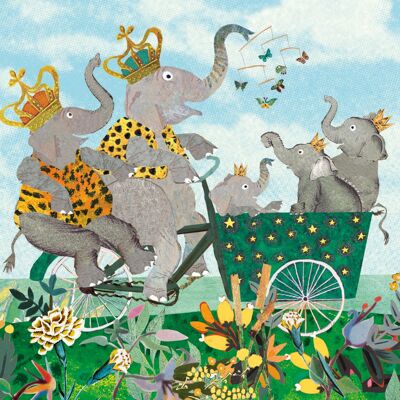 carte postale famille d'éléphants