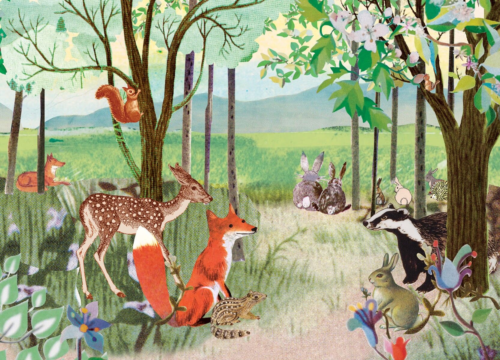 postal del bosque de primavera