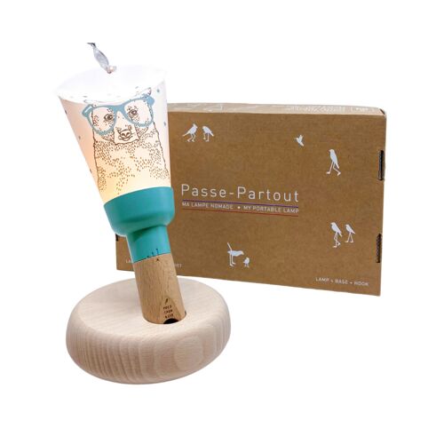 Coffret Lampe Nomade « Passe-Partout » Ours A Lunettes-bleu