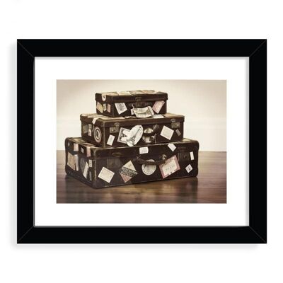 Stack of vintage suitcases Designer Framed Art Print