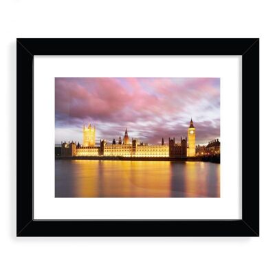 Houses of Parliament at dusk, London. Designer Framed Art Print
