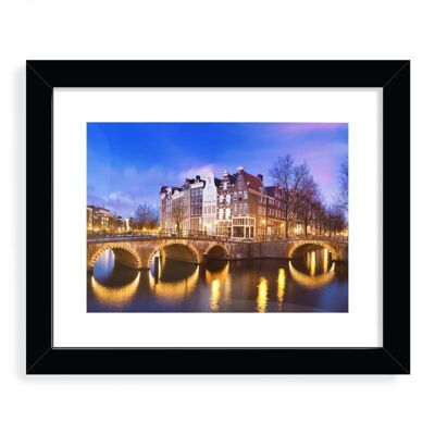 Amsterdam at dusk Designer Framed Art Print