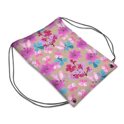 Pink floral pattern Drawstring PE Bag