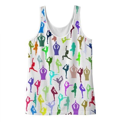 Multicoloured Yoga figures pattern Ladies Vest Top