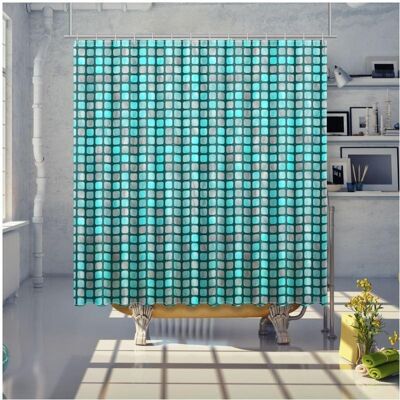 Aquamarine tiles pattern Shower Curtain Large 190 x 200 cm
