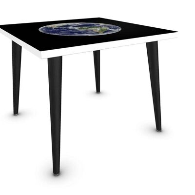 Top view of the earth on a coffee table Square