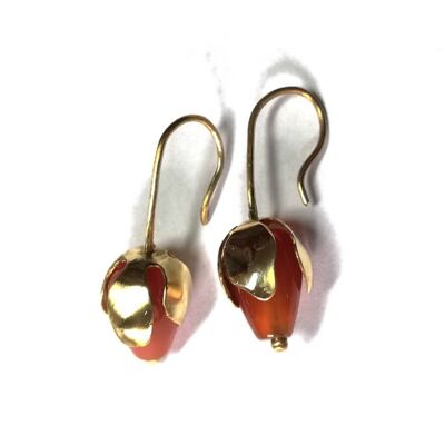 Tulipan earrings with carnelian
