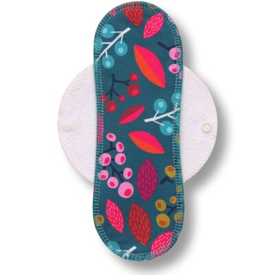 Organic Cotton Reusable Menstrual Pad with Wings (Single L) - Grapes & Peacock (white wings)