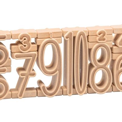 Pila de números 100 espacios numéricos (34 piezas) | Juguete educativo de bloques de construcción de números RE-Wood®