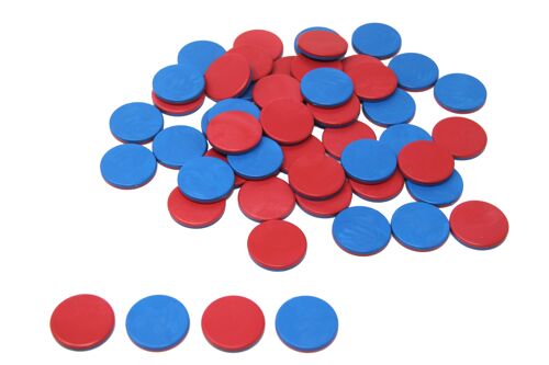 Wendeplättchen rot/blau (50 Stück) | RE-Plastic® Zählchips Zählen lernen