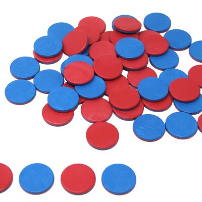 Discos reversibles rojo/azul (50 piezas) | Chips de conteo RE-Plastic® Aprende a contar